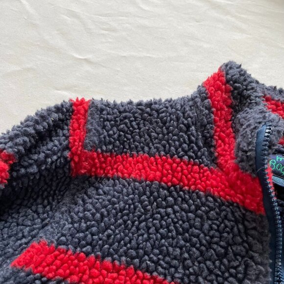 Mini Boden Navy Red Striped Sherpa Pullover size 5-6 - Picture 3 of 7